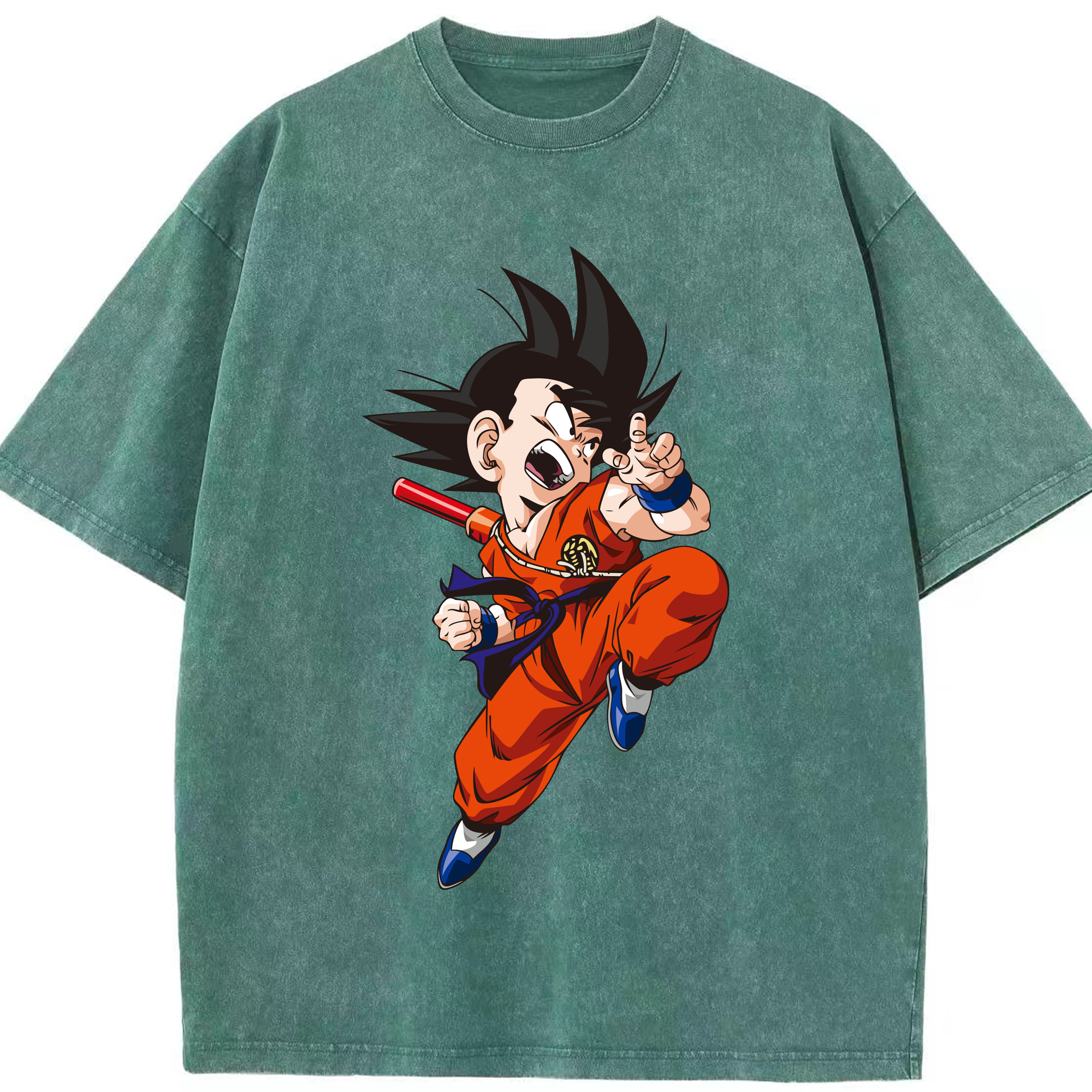 （画像用） ドラゴンボール 孫悟空（そん ごくう）Son Goku カカロット DRAGON BALL Kakarotto 綿100% ヴィンテージ風 半袖Tシャツ（フロントプリント）